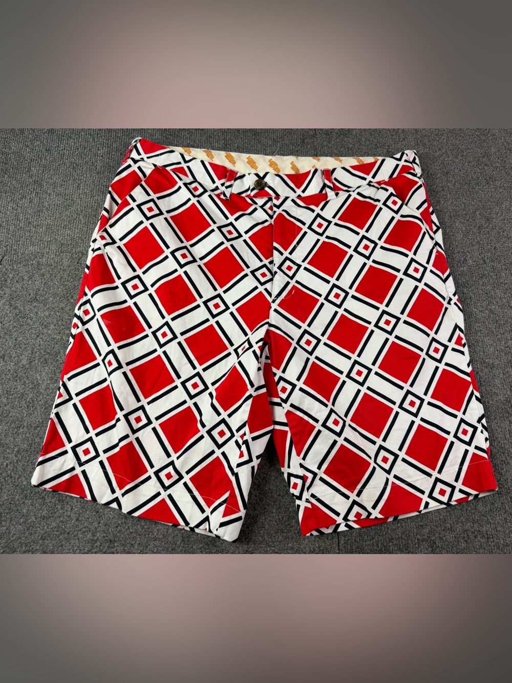 Loudmouth Mens Cotton Blend Argyle 10" Golf Shorts Size 38 Multicolor